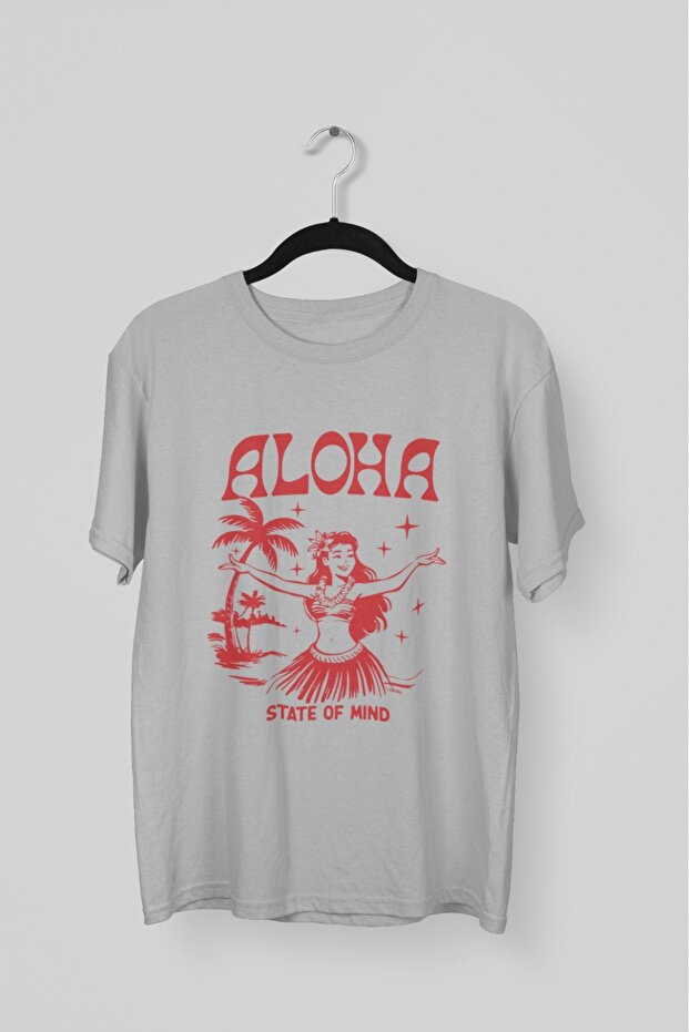 Men/Women Alohastate Transfer Printed Round Neck Short Sleeve T-Shirt