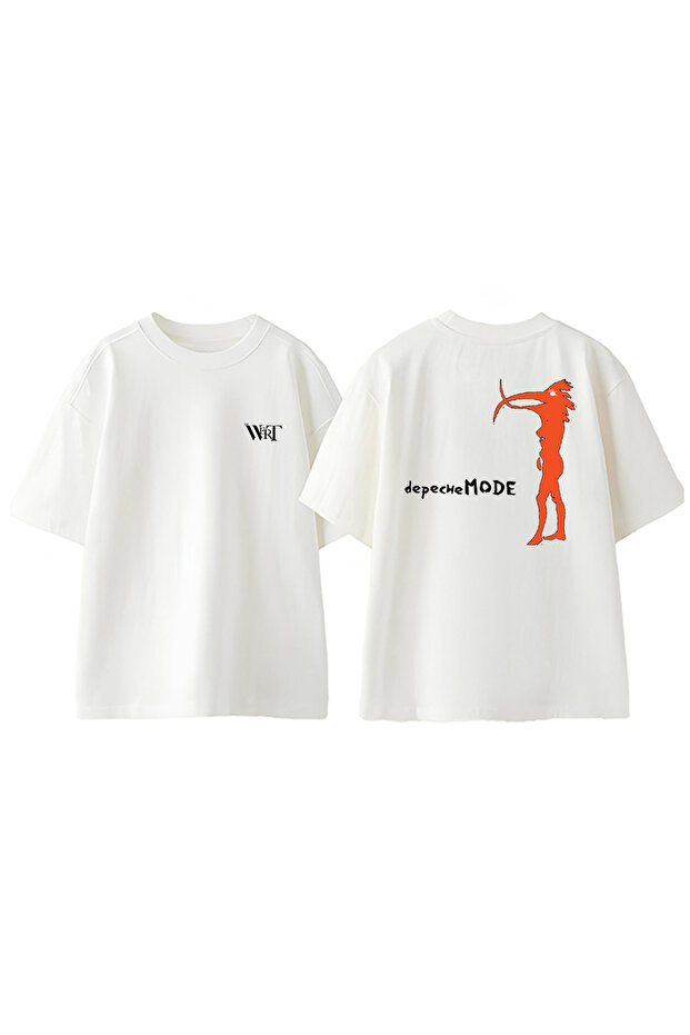 Depeche Mode 5 Design Back Printed Cotton White Oversize T-Shirt
