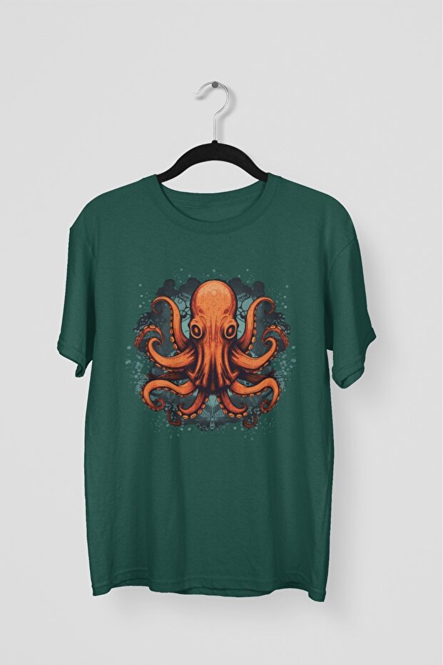 Men/Women Octopus1 Transfer Printed Round Neck Short Sleeve T-Shirt