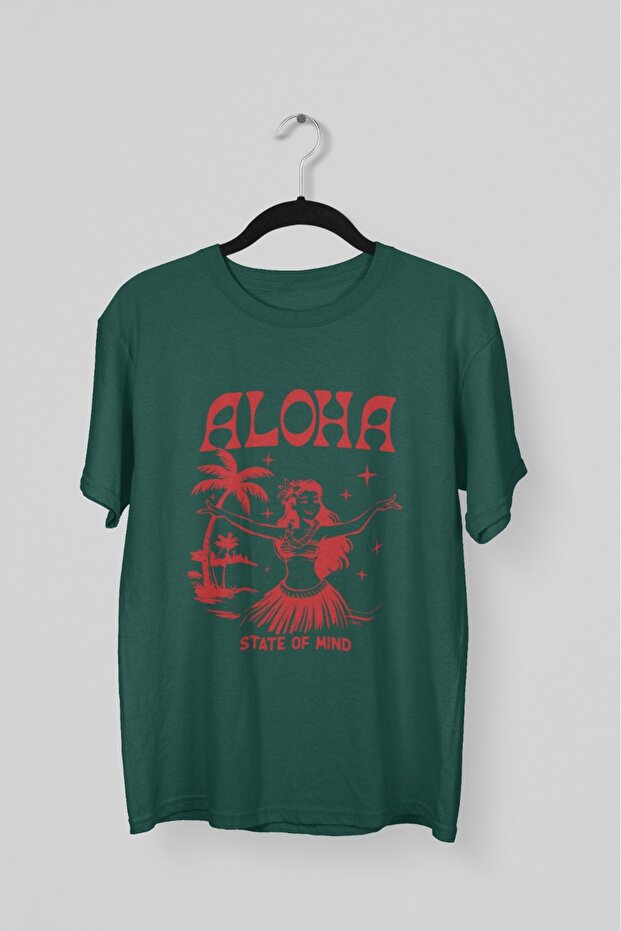 Men/Women Alohastate Transfer Printed Round Neck Short Sleeve T-Shirt