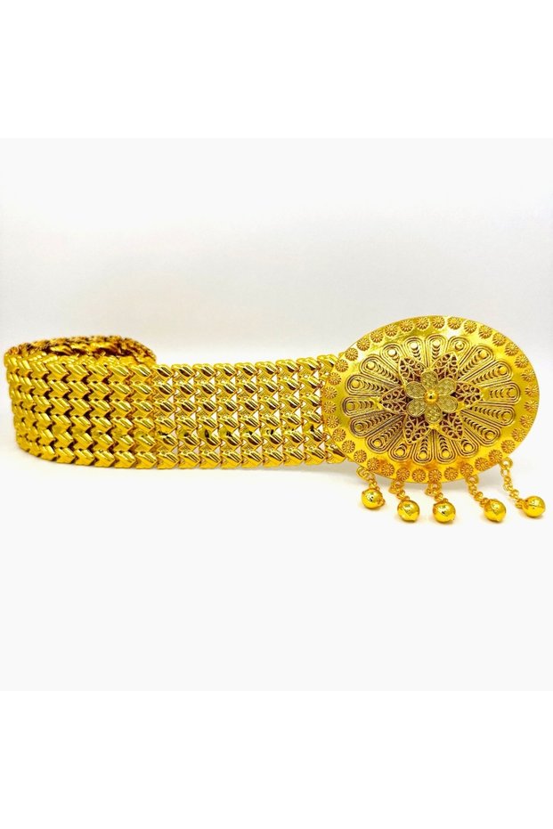 Grape Model – Gold Plated Belt (Dangling/Floral Filigree Buckle) Local, Wedding, Engagement, Henna