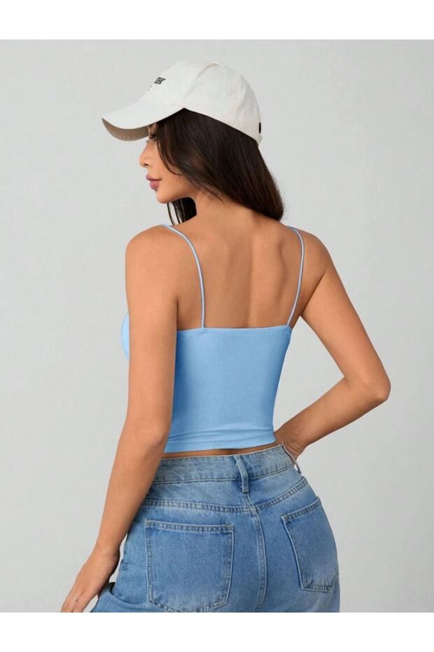 Kadın İp Askılı Örme Body Bluz - 2