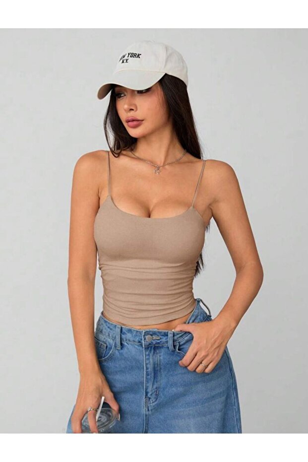 Kadın İp Askılı Örme Body Bluz - 3