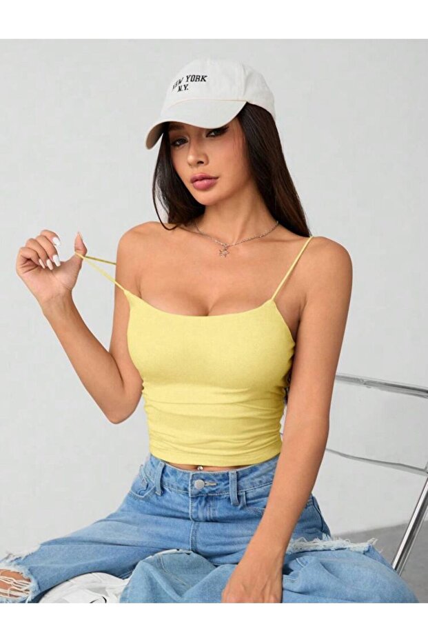 Kadın İp Askılı Örme Body Bluz - 2