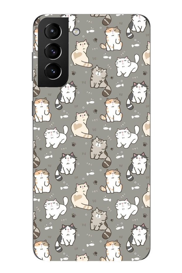 Samsung Galaxy S21 Plus Compatible Tiny Cute Cats Transparent Silicone Case