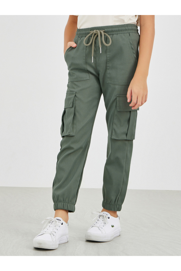 بنطال كارغو سادة برباط - 1