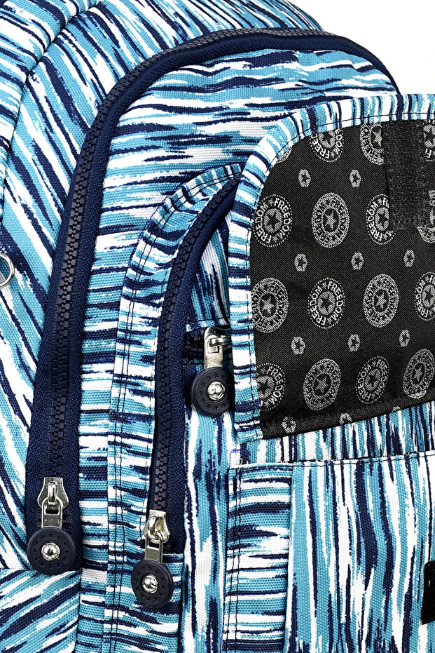 حقيبة ظهر فاخرة منقوشة متوسطة الحجم مع هدية سلسلة مفاتيح على شكل قرد - 3