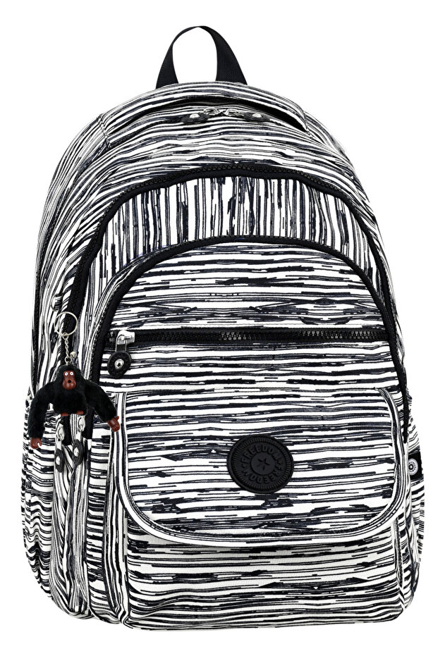 Luxury Patterned Medium Size Backpack with Monkey Keychain Gift - 2