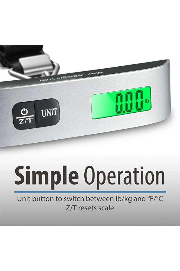 🧳 Digital Luggage Scale with LCD Display and Thermometer - 50kg Capacity, Practical for Travelers - 6