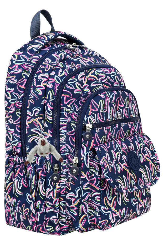 Luxury Patterned Medium Size Backpack with Monkey Keychain Gift - 1