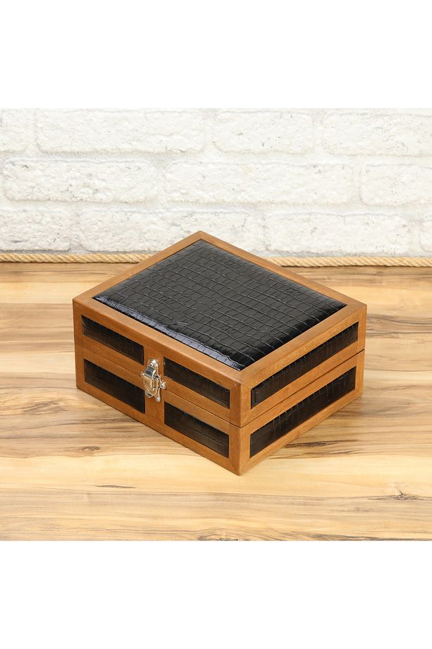6'lı Ahşap Saat Kutusu Çoklu Saat Kutusu Saat Koleksiyon Kutusu Watch Box Case - 4