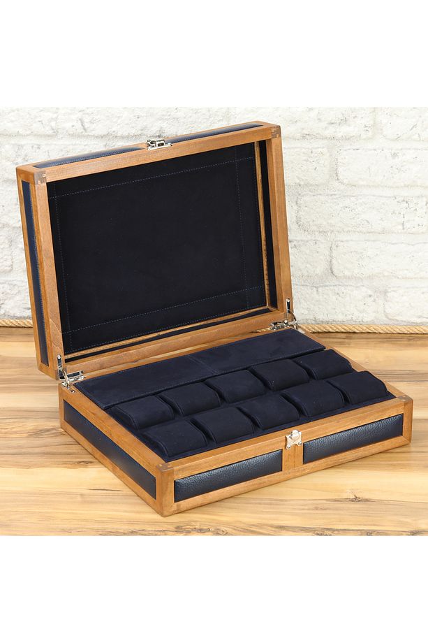 10'lu Saat Kutusu Ahşap Saat Kutusu Deri Saat Kutusu Saat Koleksiyon Kutusu Watch Box - 5
