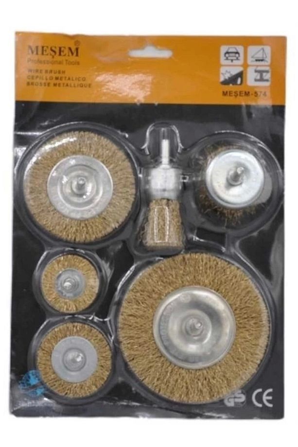 Buffer® 6'lı Pimli Tel Fırça Seti Pas Yağ Kir Boya Yapışkan Çözücü - 8