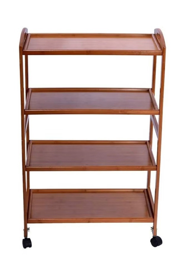 طاولة تقديم دوارة بأربع طبقات باللون البني - 1