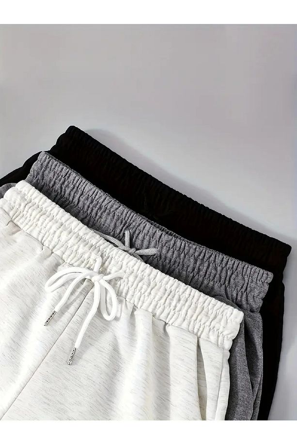 3'lü Set Rahat Kalıp Unisex Penye Spor Şort - 4