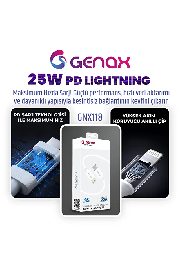 iPhone için 25W Hızlı Şarj Cihazı | Type-C + Lightning Uyumlu - 4