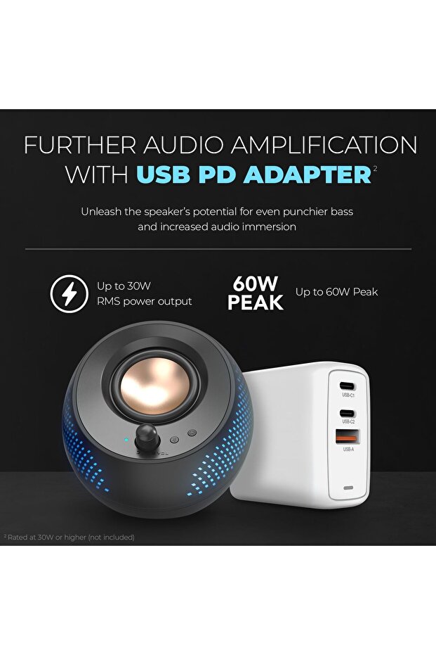 Pebble X 2.0 USB-C Computer Speakers with Customizable RGB Lighting, Bluetooth 5.3, USB Aud - 7