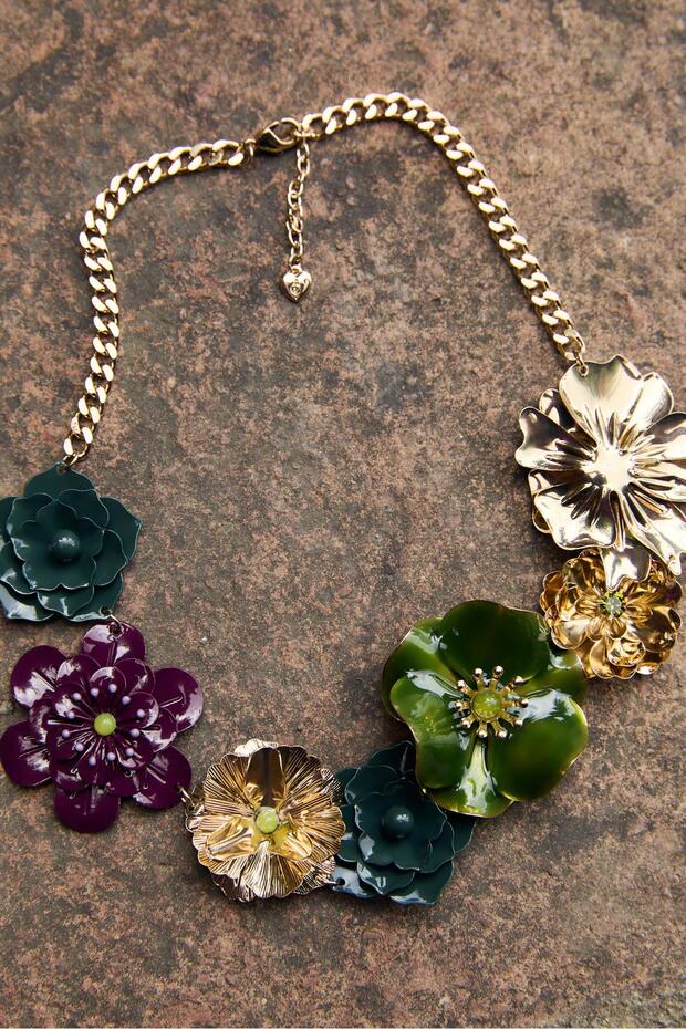 Çok Çiçekli Mine Kolye - 6