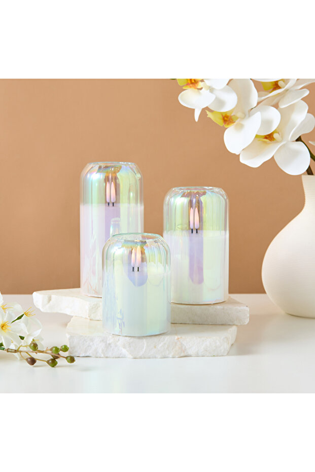 Flameless LED 3-Piece Glass Illuminar Candle Set - 25x9x17 cms