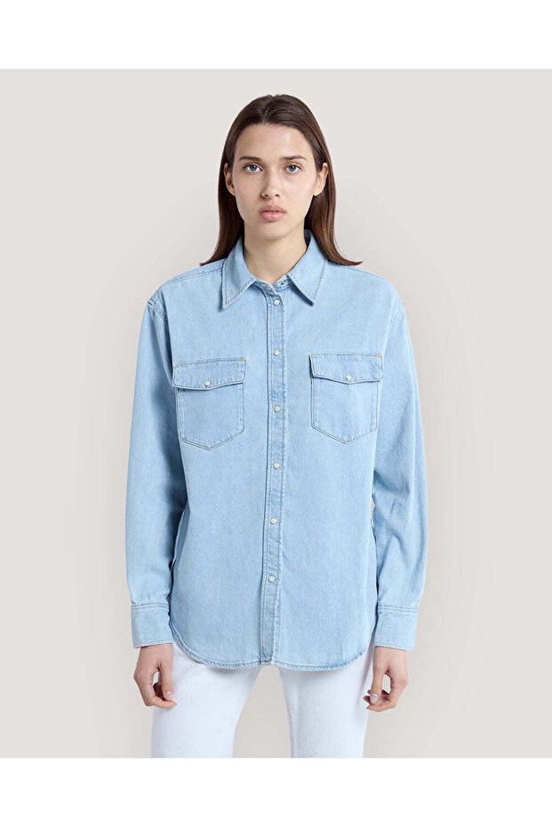 Relaxed Fit Pocket Detail Denim Shirt