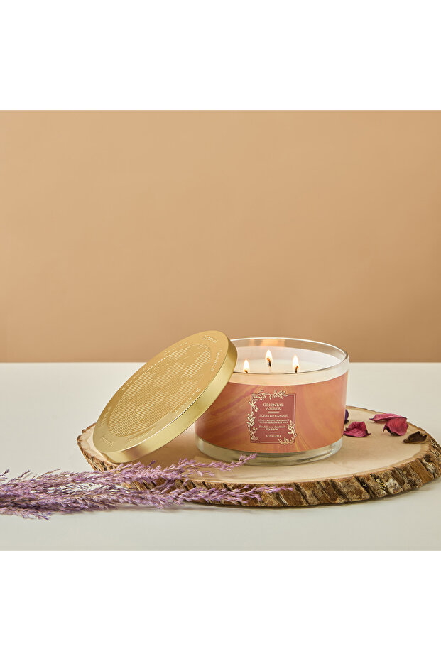 Scent.d Oriental Amber Scented 3-Wick Jar Candle - 450 gms