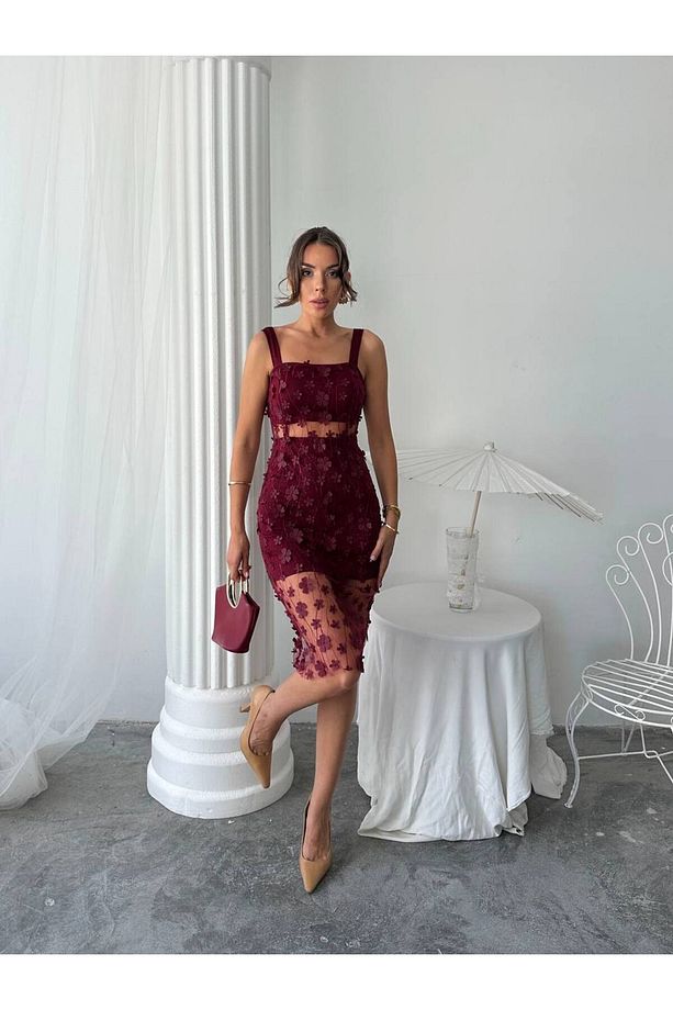 Çiçek Tül Tasarım Lara Mini Elbise - 2