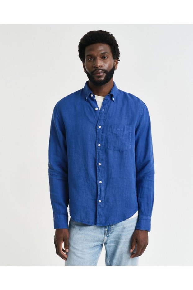 Regular Fit Garment-Dyed Linen Shirt