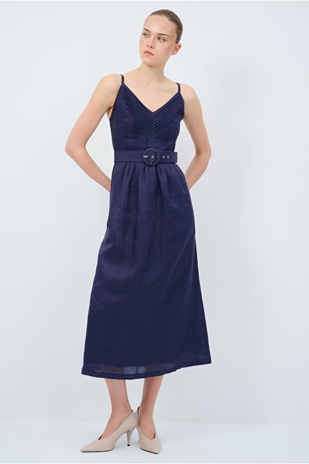 Askılı Kemerli Elbise - 3