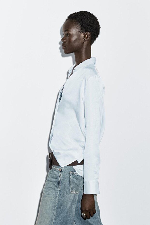 Yakalı dökümlü gömlek - 4