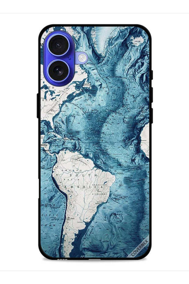 غطاء حماية لجهاز Apple iPhone 16 Plus بتصميم خريطة فنية