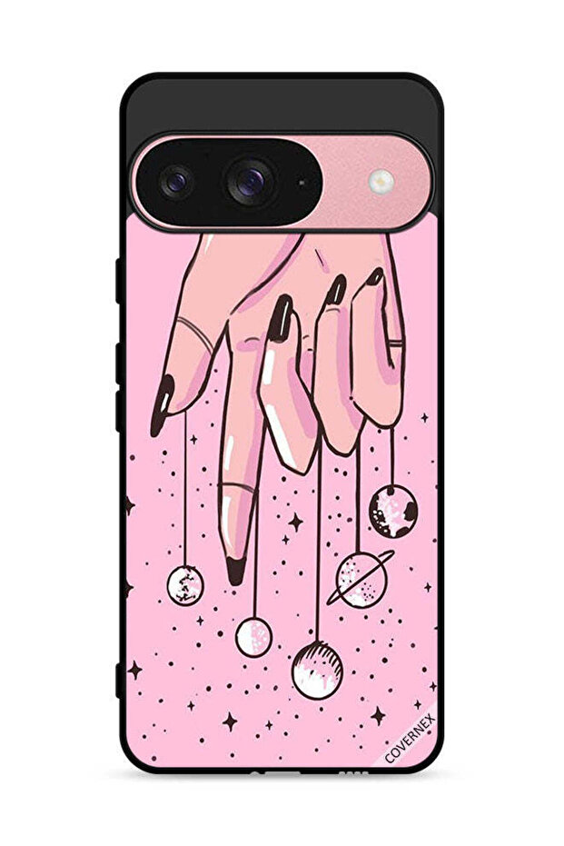 غطاء حماية لجهاز Google Pixel 9 بتصميم كواكب معلقة على الأصابع