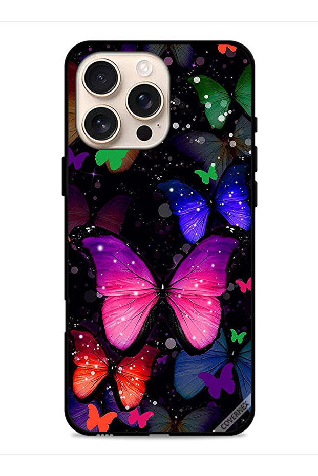 غطاء حماية لهاتف Apple iPhone 16 Pro Max بنقشة الفراشات