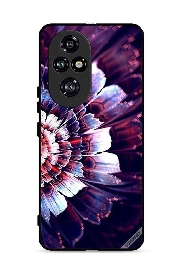 غطاء حماية لهاتف Honor 200 Pro 5G مع زهرة كبيرة عاكسة على الجانب الأيسر