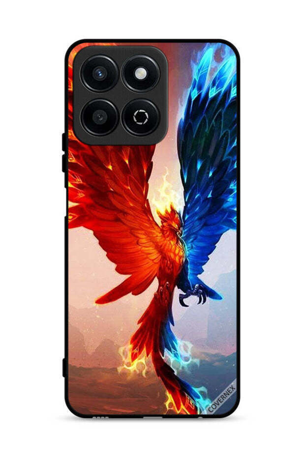 غطاء حماية لهاتف Honor X7c 4G بخلفية نسر النار والماء