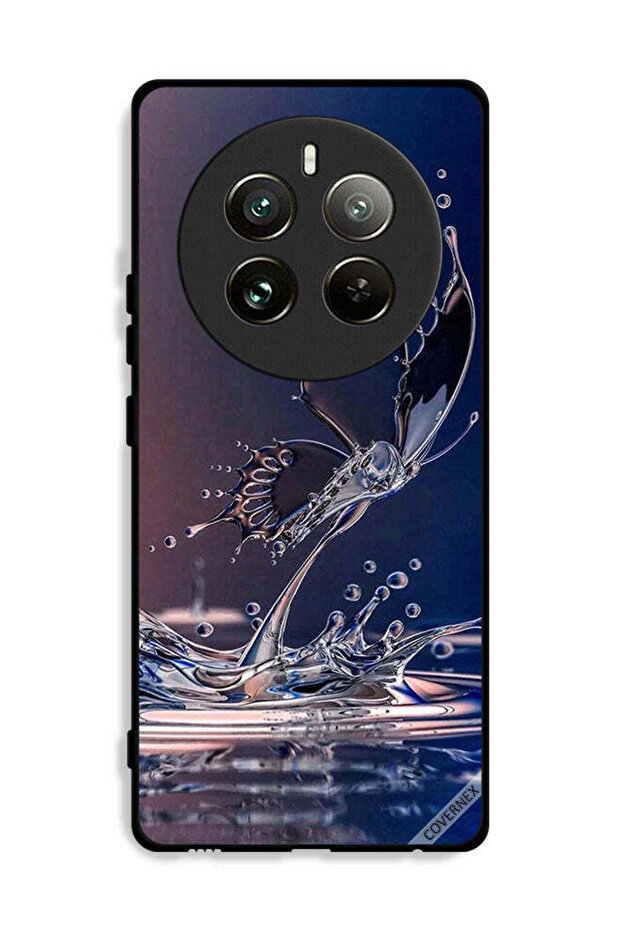 غطاء حماية لهاتف Realme 12 Pro Plus 5G بنقشة قطرات الماء على شكل فراشة