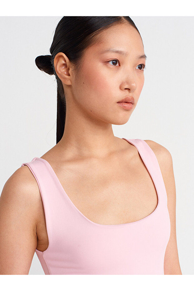 20977 Kalın Askılı Basic Atlet-Toz Pembe - 3