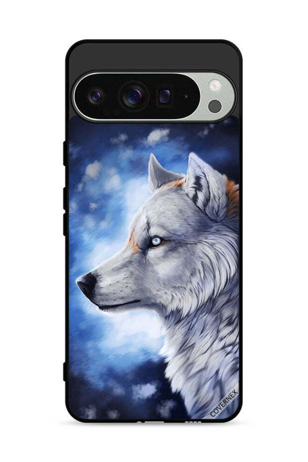 غطاء حماية لهاتف Google Pixel 9 Pro بتصميم رسمة الذئب