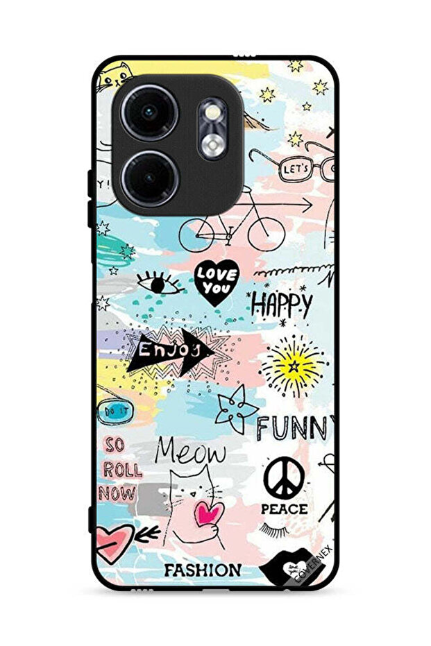 غطاء حماية لهاتف Infinix Smart 9 4G بتصميم Doodle Meow Enjoy