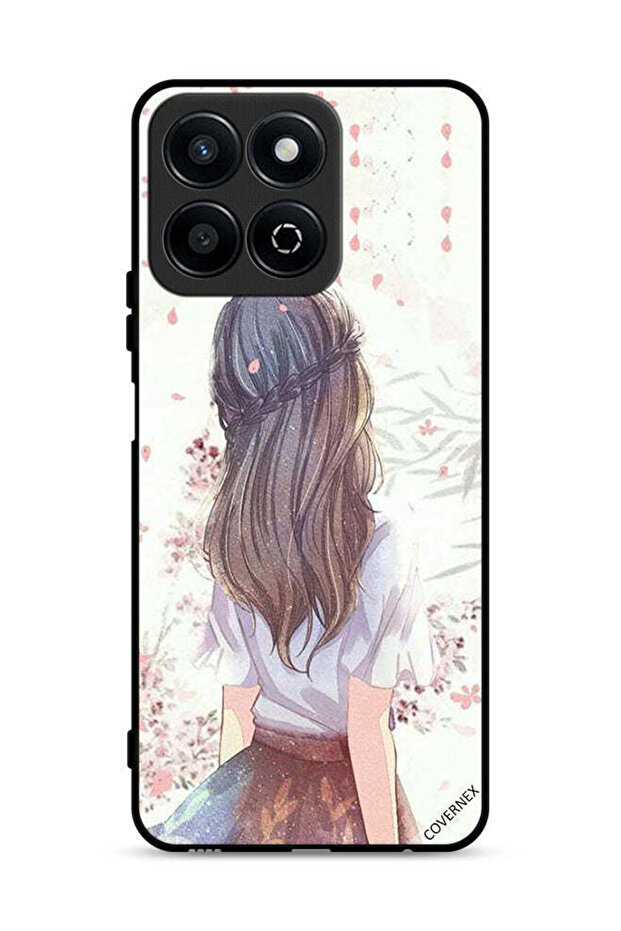 غطاء حماية لهاتف Honor Play 60 Plus 5G برسم فتاة لطيفة في تفكير عميق