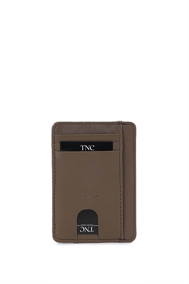 Unisex Genuine Leather Beige Card Holder