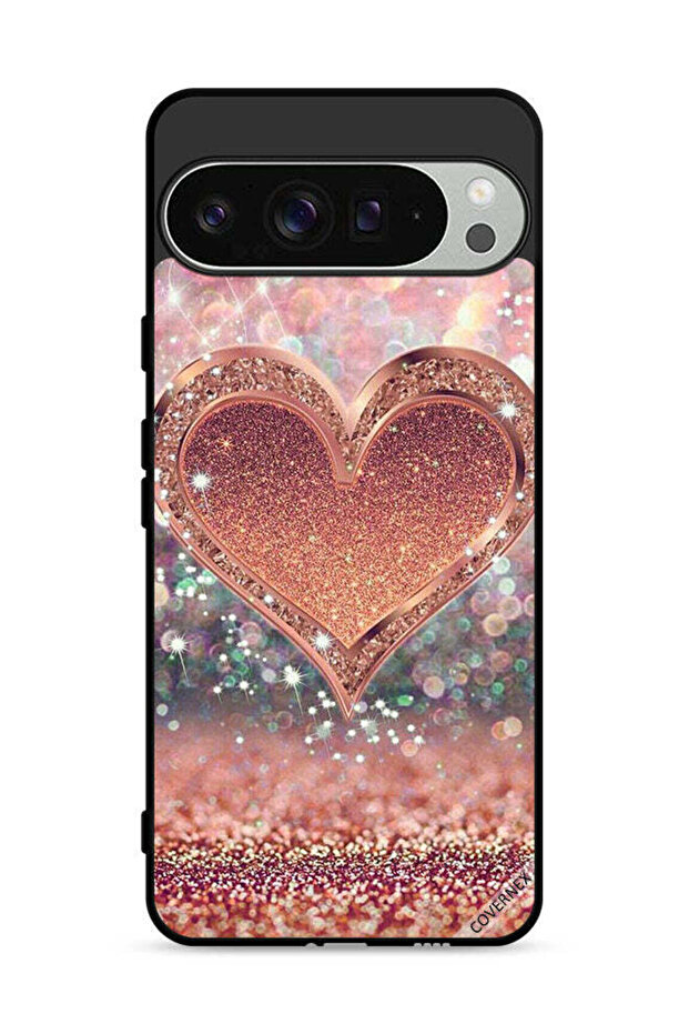 غطاء حماية لهاتف Google Pixel 9 Pro بتصميم قلب لامع