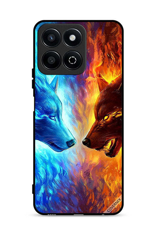 غطاء حماية لهاتف Honor Play 60 Plus 5G بتصميم ذئب الماء والنار