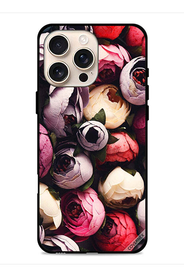 غطاء حماية لجهاز Apple iPhone 16 Pro Max، وردي داكن مخروطي