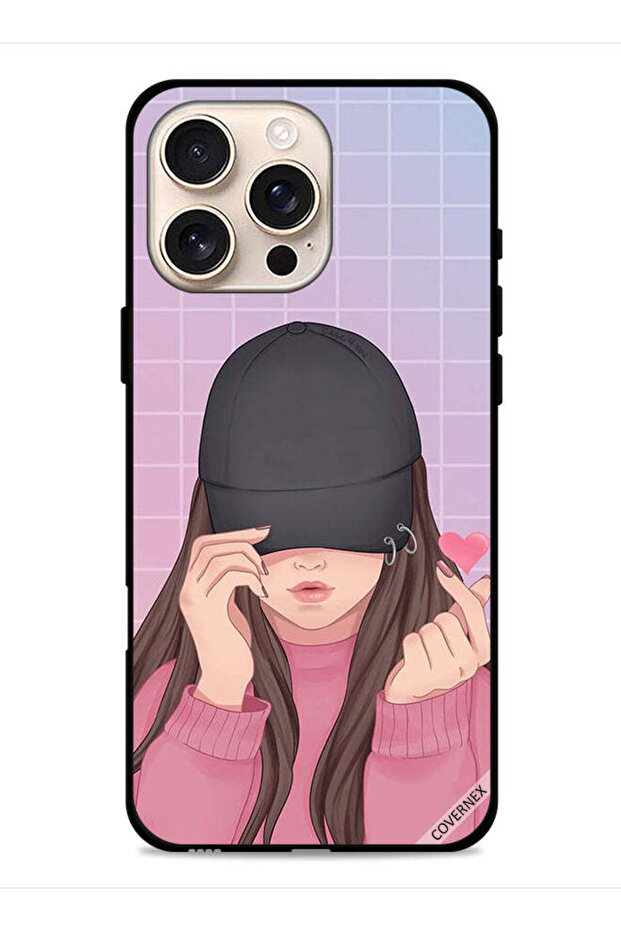 غطاء حماية لهاتف Apple iPhone 16 Pro بتصميم قبعة الحب المفاجئة للفتيات