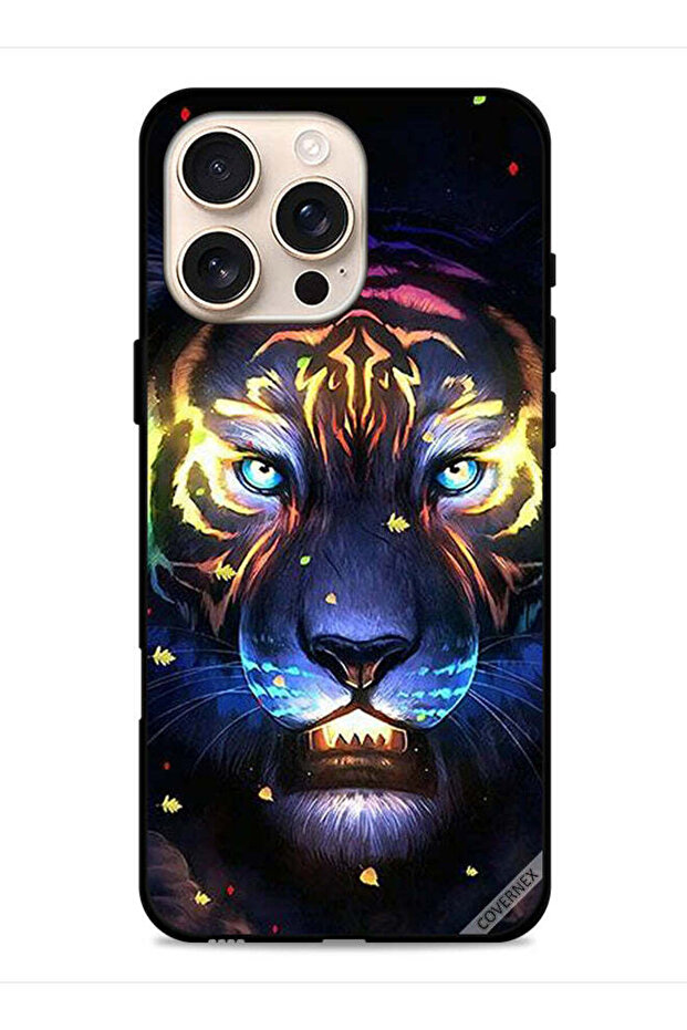 غطاء حماية لجهاز Apple iPhone 16 Pro بتصميم مشبك فني على شكل أسد