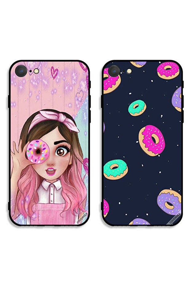 حافظتان واقيتان لهاتف Apple iPhone 8 بتصميم Donuts وDonut Lover Girl Art