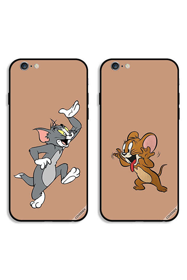 حافظتان واقيتان لهاتف Apple iPhone 6/6s، أغطية خلفية بتصميم زوجين من توم وجيري