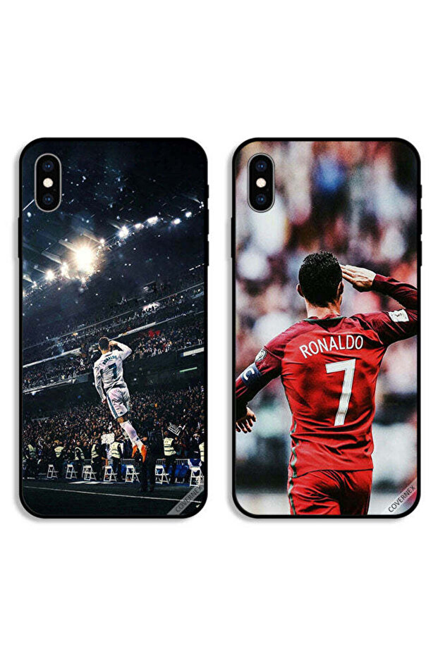 حافظتان واقيتان لهاتف Apple iPhone XS Max بشعار رونالدو تحية للجماهير
