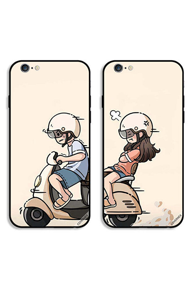 حافظتان واقيتان لهاتف Apple iPhone 6 Plus/6s Plus، غطاء خلفي بتصميم زوجين يقودان دراجة بخارية