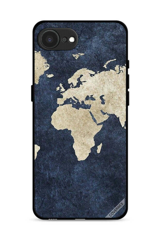 غطاء حماية لجهاز Apple iPhone 16e بنمط خريطة على الجينز